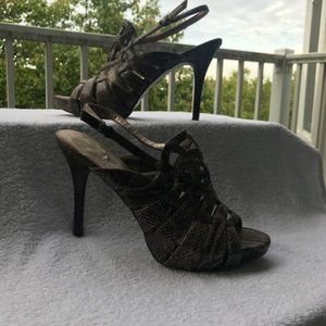 ❤️Worthington Brown Snake Skin Sling Back Heel